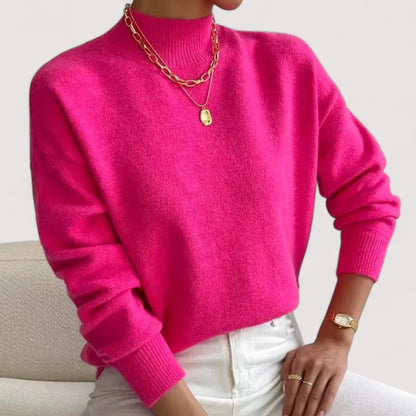 Comfortable Ribbed Knit Sweater for Women with Mock Neck Long Sleeve Relaxed Oversized Style