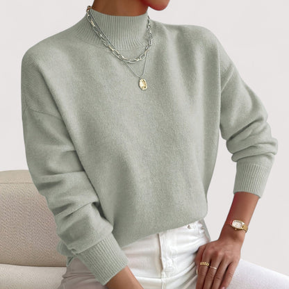 Comfortable Ribbed Knit Sweater for Women with Mock Neck Long Sleeve Relaxed Oversized Style