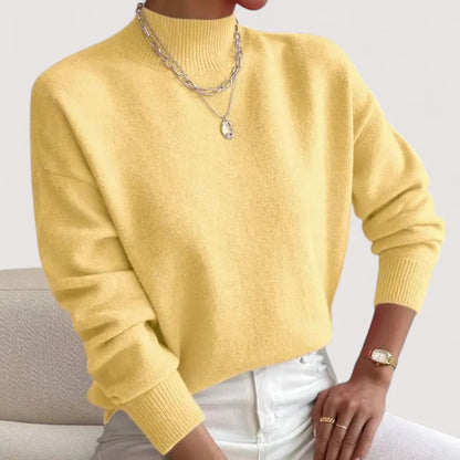 Comfortable Ribbed Knit Sweater for Women with Mock Neck Long Sleeve Relaxed Oversized Style