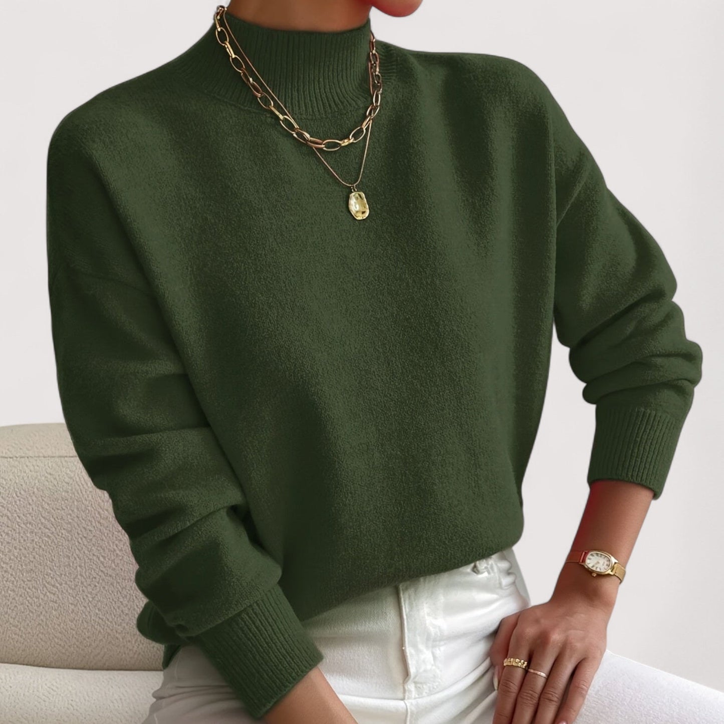 Comfortable Ribbed Knit Sweater for Women with Mock Neck Long Sleeve Relaxed Oversized Style