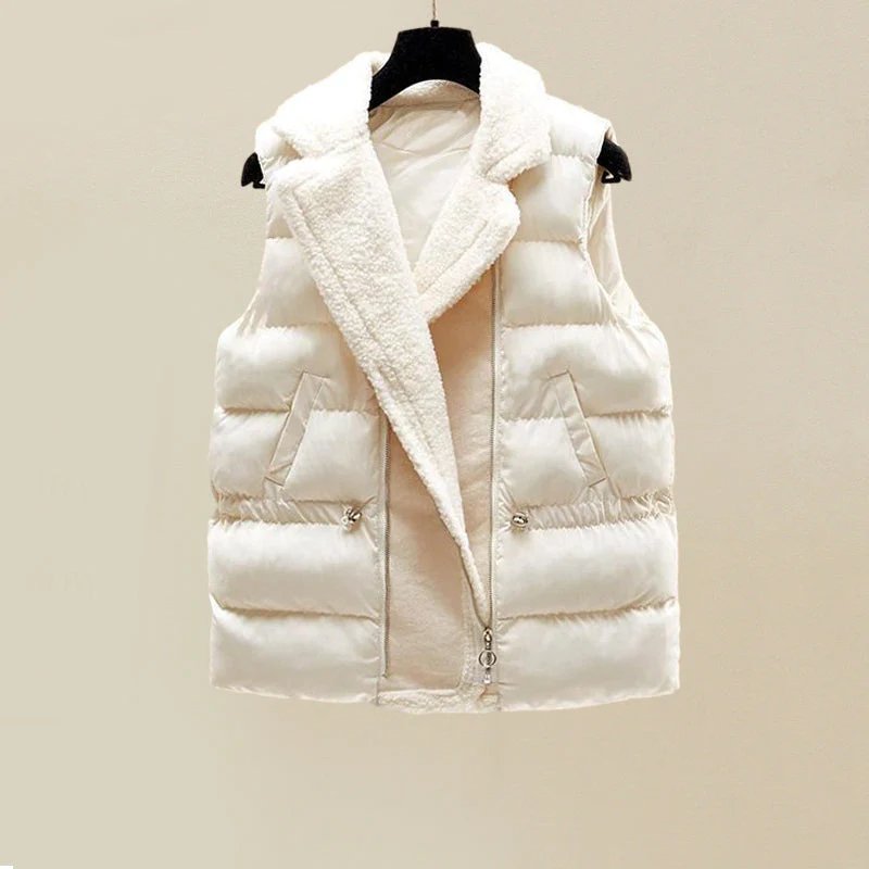 Elegant White Three Piece Set for Women with Turtleneck Sweater Sherpa Vest Wide Leg Pant Knit Style
