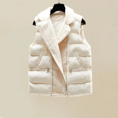 Elegant White Three Piece Set for Women with Turtleneck Sweater Sherpa Vest Wide Leg Pant Knit Style