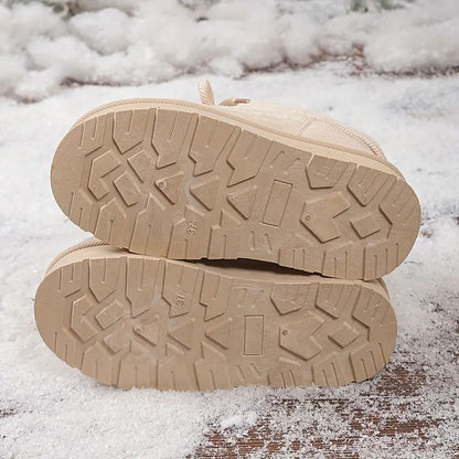 Comfortable Winter Shoes for Women with Faux Fur Lining Lace Up Platform Ankle Boot Style