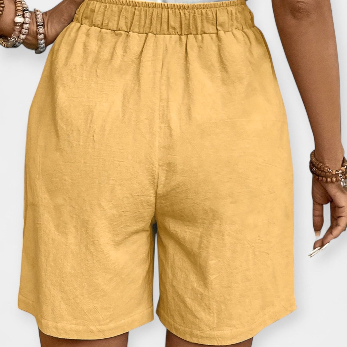 Effortless Linen Shorts for Women with High Waist Drawstring Wide Leg Relaxed Casual Style
