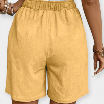 Effortless Linen Shorts for Women with High Waist Drawstring Wide Leg Relaxed Casual Style
