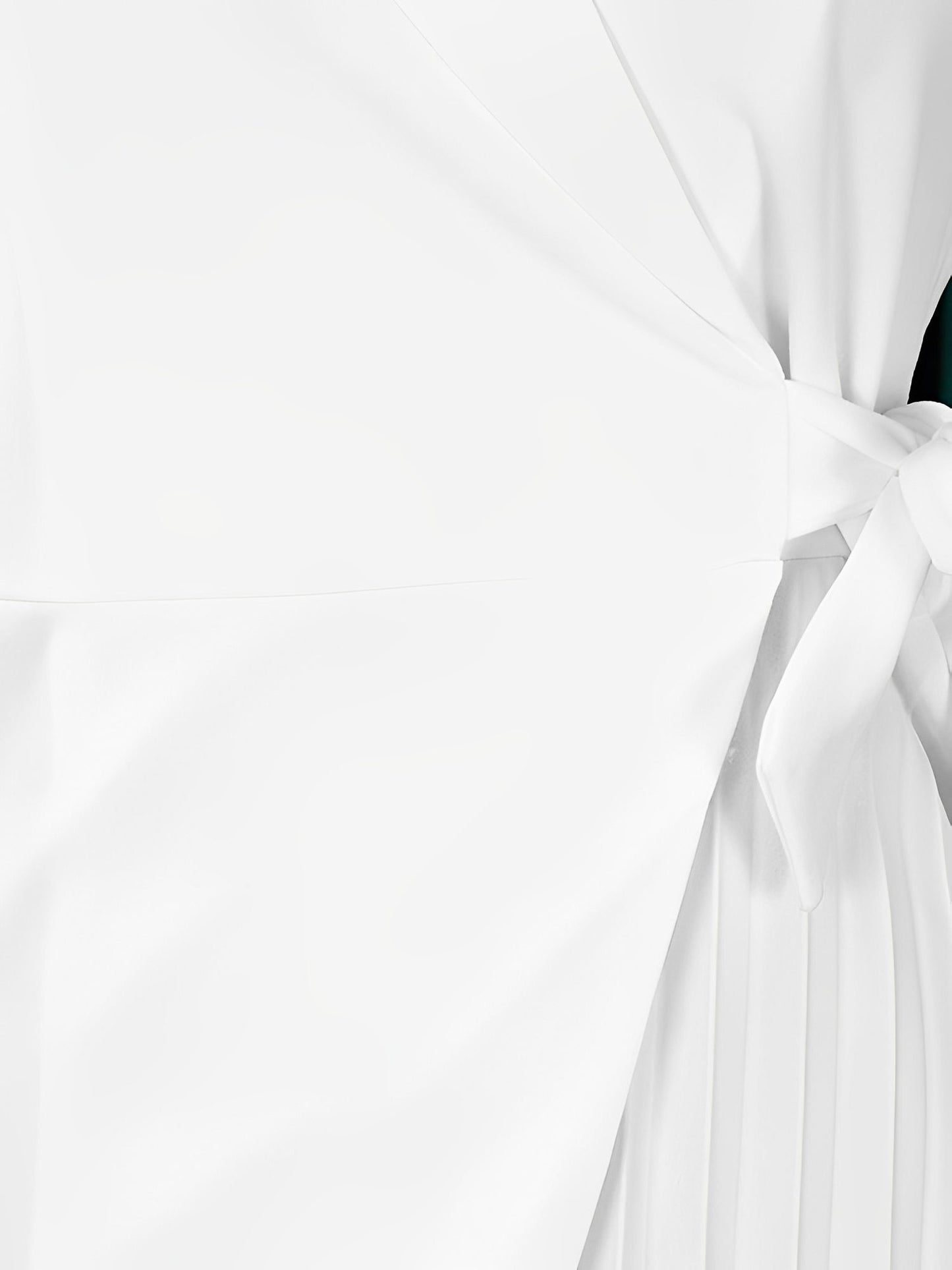 Elegant Wrap Mini Dress for Women with Collar Elbow Sleeve Pleated Tie Waist