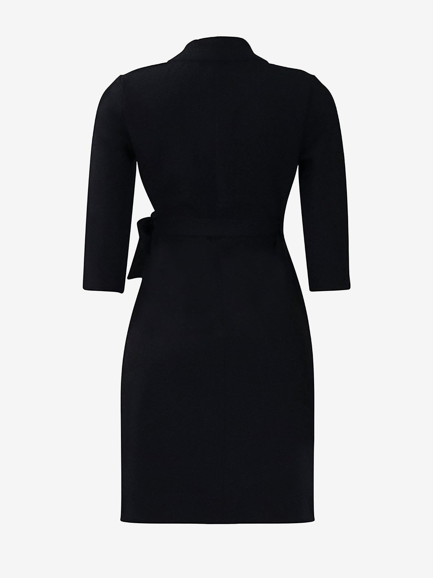 Elegant Wrap Mini Dress for Women with Collar Elbow Sleeve Pleated Tie Waist