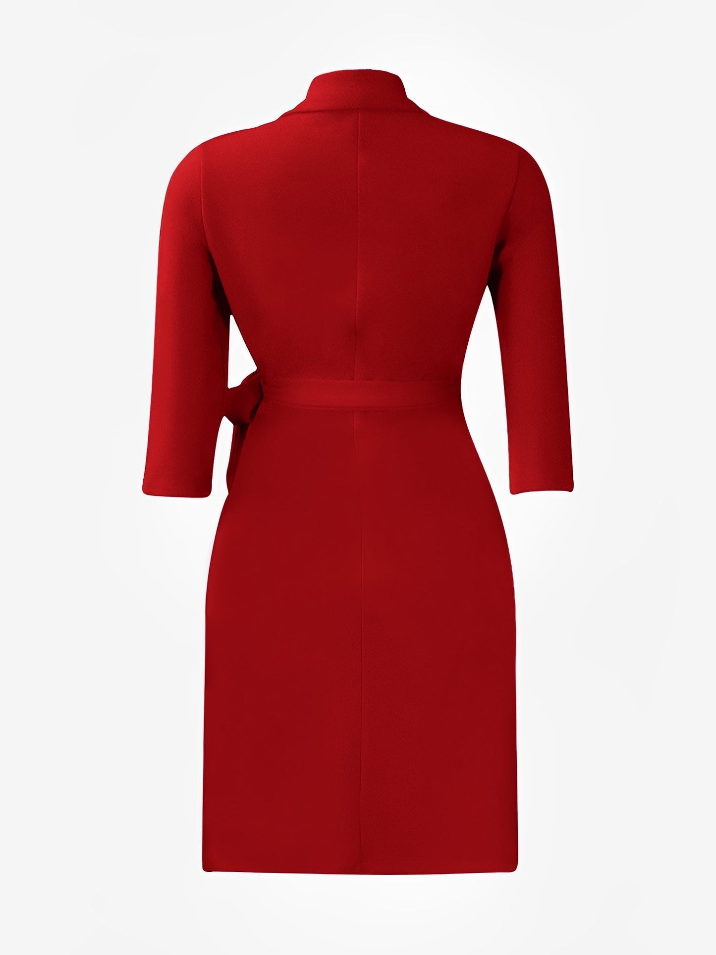 Elegant Wrap Mini Dress for Women with Collar Elbow Sleeve Pleated Tie Waist
