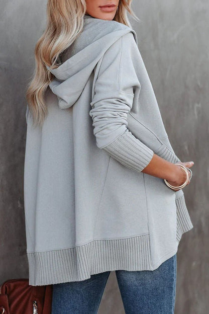 Comfortable Snap Button Hoodie for Women with Long Sleeve Ribbed Cuff Oversized Relaxed Style