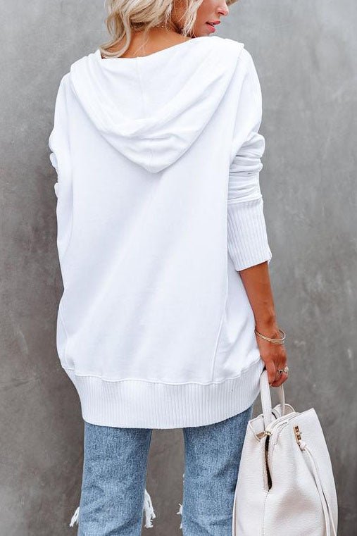 Comfortable Snap Button Hoodie for Women with Long Sleeve Ribbed Cuff Oversized Relaxed Style