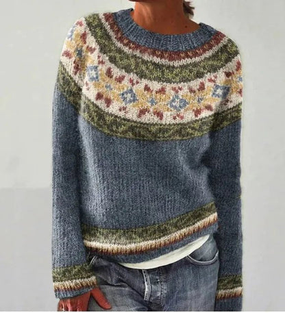 Comfortable Striped Sweater for Women with Boat Neck Long Sleeve Relaxed Oversized Knit Style