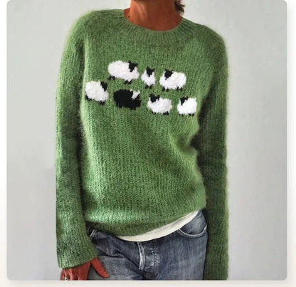 Comfortable Striped Sweater for Women with Boat Neck Long Sleeve Relaxed Oversized Knit Style