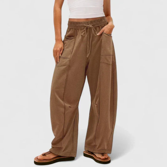 Effortless Wide Leg Cargo Pants for Women with High Waist Drawstring Patch Pocket Relaxed Style