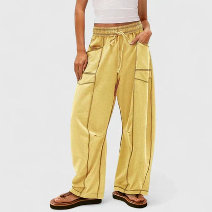 Effortless Wide Leg Cargo Pants for Women with High Waist Drawstring Patch Pocket Relaxed Style