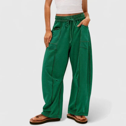 Effortless Wide Leg Cargo Pants for Women with High Waist Drawstring Patch Pocket Relaxed Style